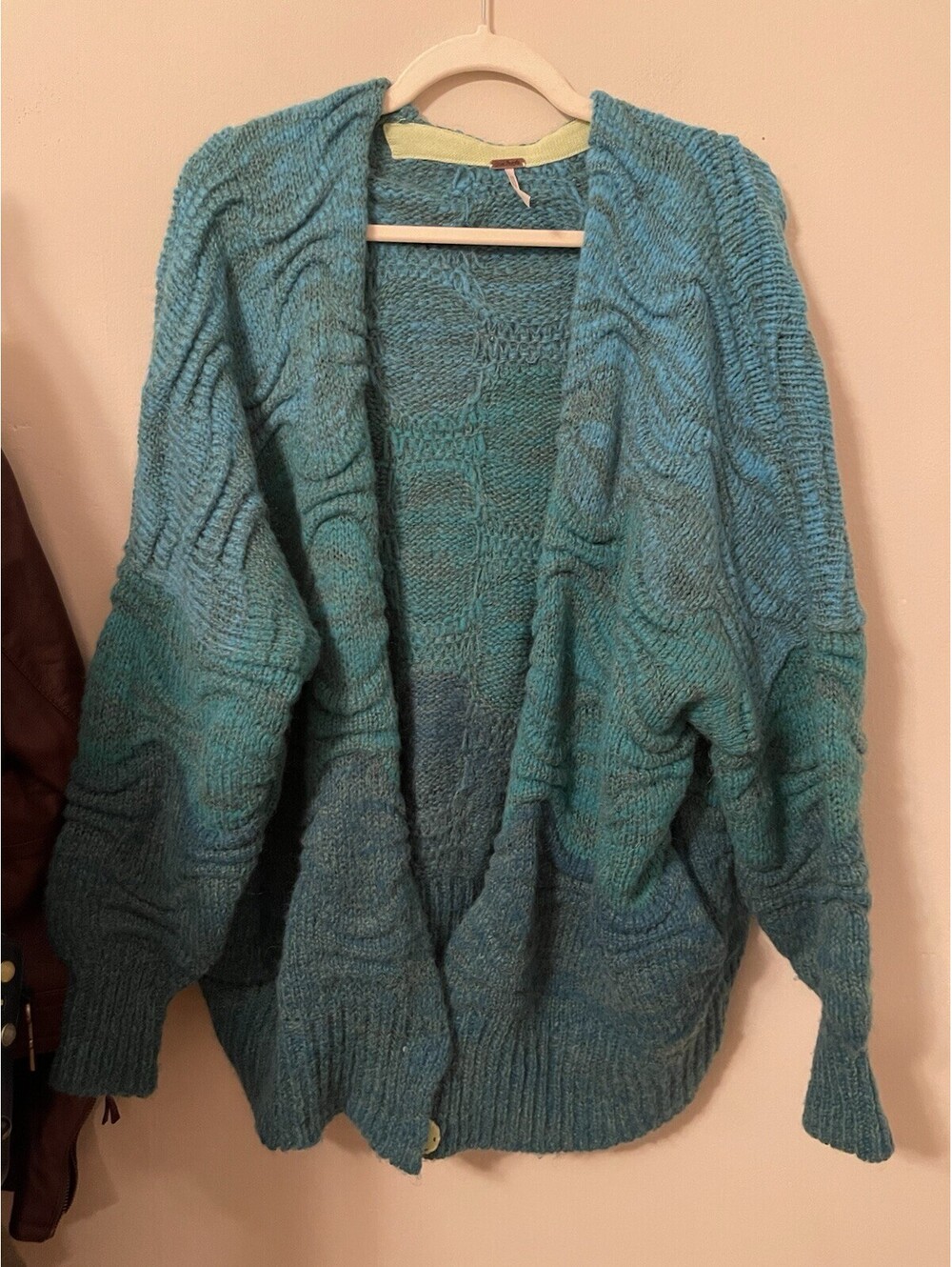 Free People Aquatic Ombre Oversized Cardigan Size Mermaid Chunky Knit Small S